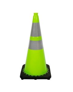CONO VIAL DE PVC COLOR VERDE DE 90 CENTIMETROS DOBLE CINTA REFLECTIVA