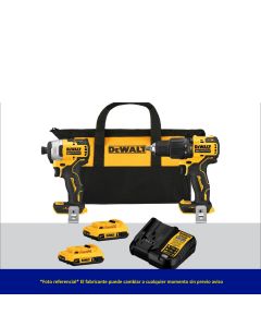 KIT TALADRO 1/2" Y ATORNILLADOR DE IMPACTO 1/4" INALAMBRICO 20V DEWALT