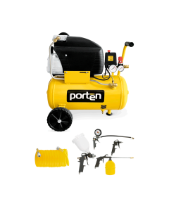 COMPRESOR 2HP 24LT 3.2CFM 110V CON ACCESORIOS 5 PIEZAS PORTEN