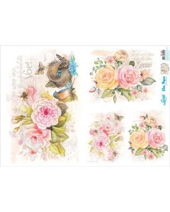 Papel slim rosas Litoarte