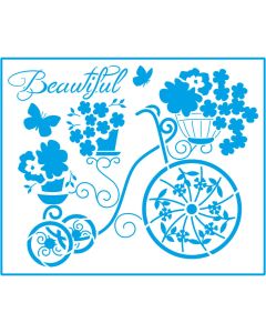 Stencil bicicleta flor Litoarte
