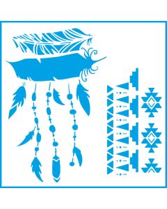Stencil cenefa pluma Litoarte
